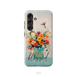 Simply Blessed Hummingbird Vase of Flowers Christian Phone Case Samsung Galaxy S25 / Tough Case