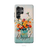 Simply Blessed Hummingbird Vase of Flowers Christian Phone Case Samsung Galaxy S25 Ultra / Tough Case