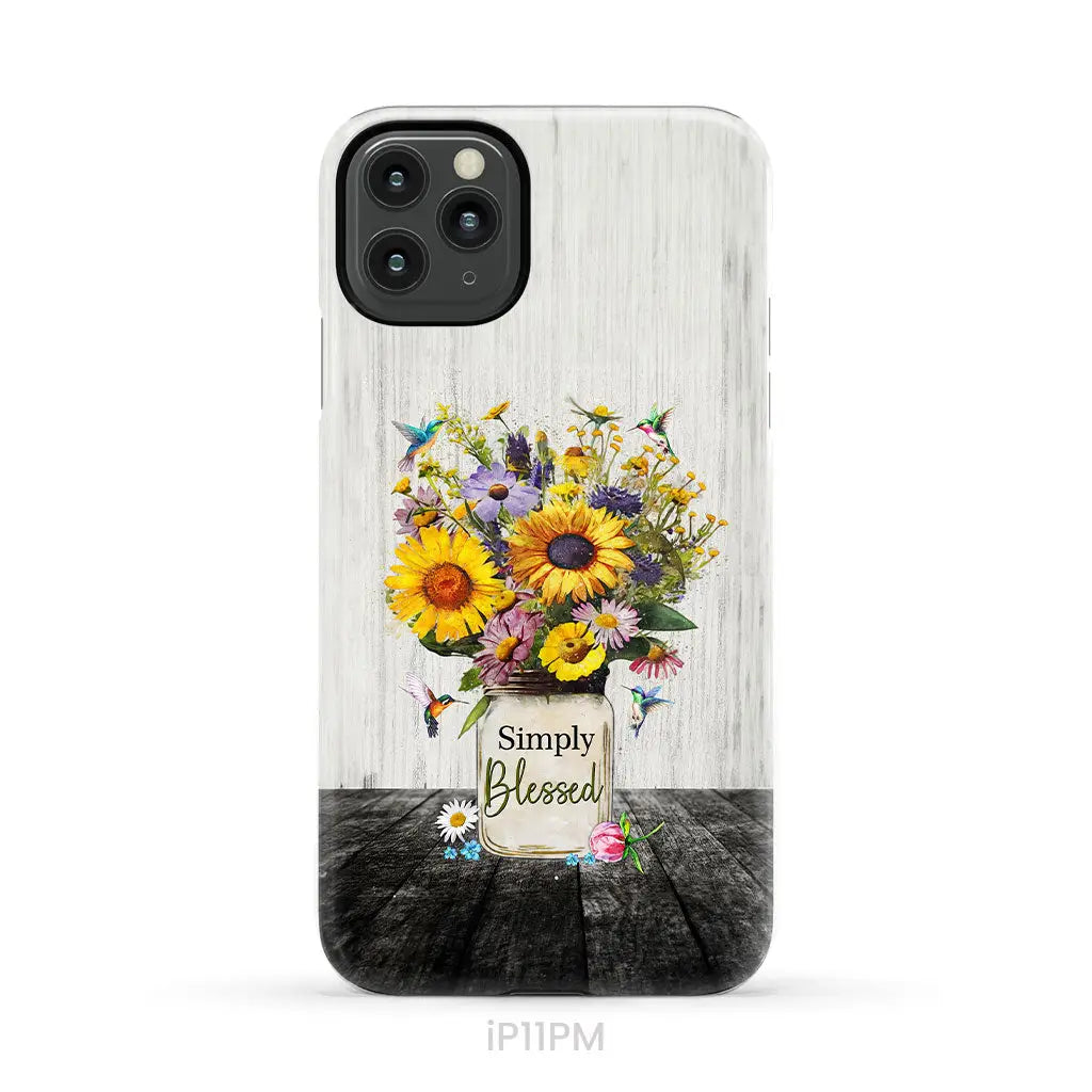 Simply Blessed Hummingbirds and Flowers in Vase Christian Phone Case iPhone 11 Pro Max / Tough Case