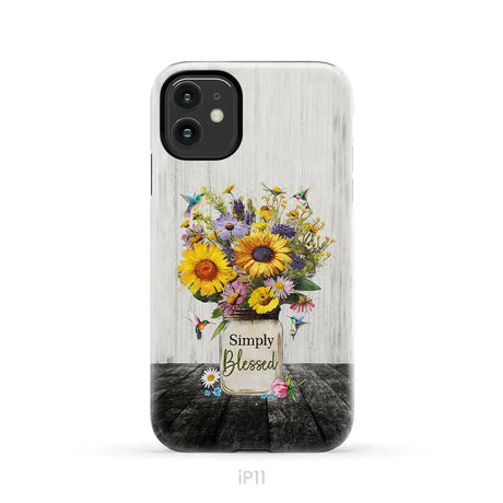 Simply Blessed Hummingbirds and Flowers in Vase Christian Phone Case iPhone 11 / Tough Case
