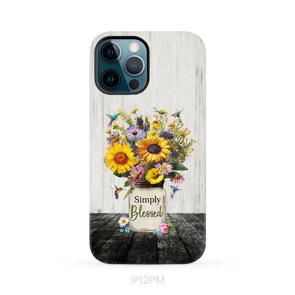 Simply Blessed Hummingbirds and Flowers in Vase Christian Phone Case iPhone 12 Pro Max / Tough Case