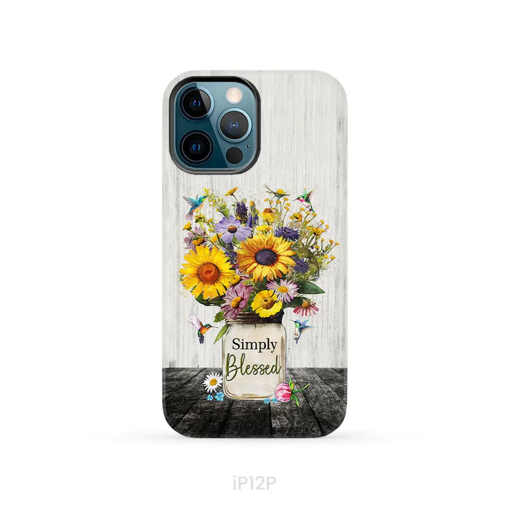 Simply Blessed Hummingbirds and Flowers in Vase Christian Phone Case iPhone 12 Pro / Tough Case