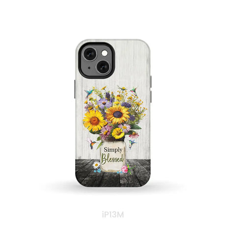 Simply Blessed Hummingbirds and Flowers in Vase Christian Phone Case iPhone 13 Mini / Tough Case