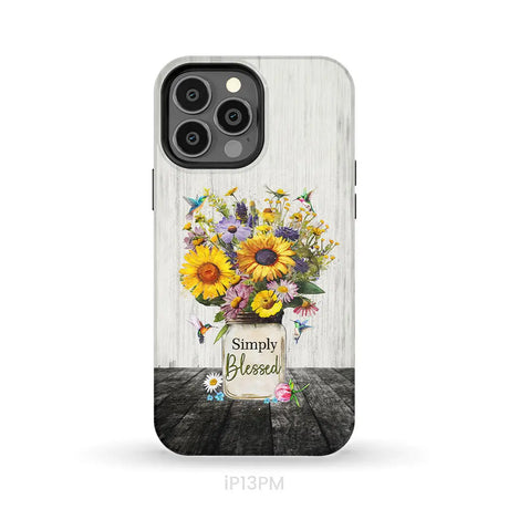 Simply Blessed Hummingbirds and Flowers in Vase Christian Phone Case iPhone 13 Pro Max / Tough Case