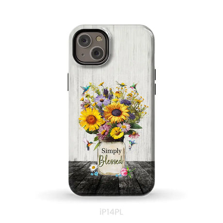 Simply Blessed Hummingbirds and Flowers in Vase Christian Phone Case iPhone 14 Plus / Tough Case