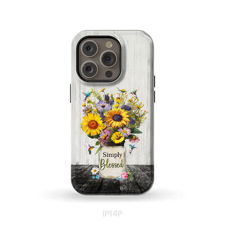 Simply Blessed Hummingbirds and Flowers in Vase Christian Phone Case iPhone 14 Pro / Tough Case