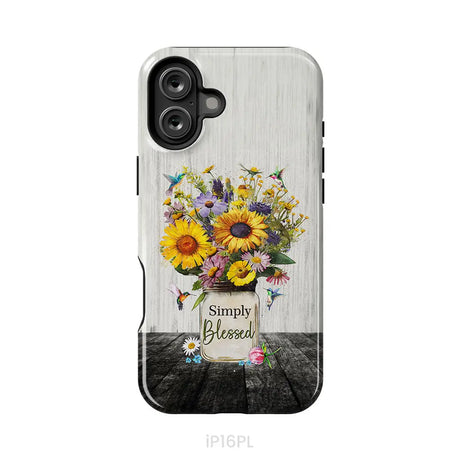 Simply Blessed Hummingbirds and Flowers in Vase Christian Phone Case iPhone 16 Plus / Tough Case