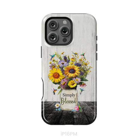 Simply Blessed Hummingbirds and Flowers in Vase Christian Phone Case iPhone 16 Pro Max / Tough Case