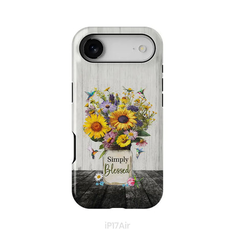 Simply Blessed Hummingbirds and Flowers in Vase Christian Phone Case iPhone 17 Air / Tough Case