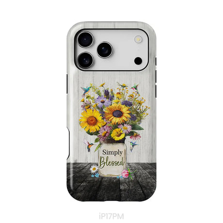 Simply Blessed Hummingbirds and Flowers in Vase Christian Phone Case iPhone 17 Pro Max / Tough Case