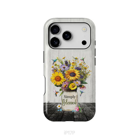 Simply Blessed Hummingbirds and Flowers in Vase Christian Phone Case iPhone 17 Pro / Tough Case