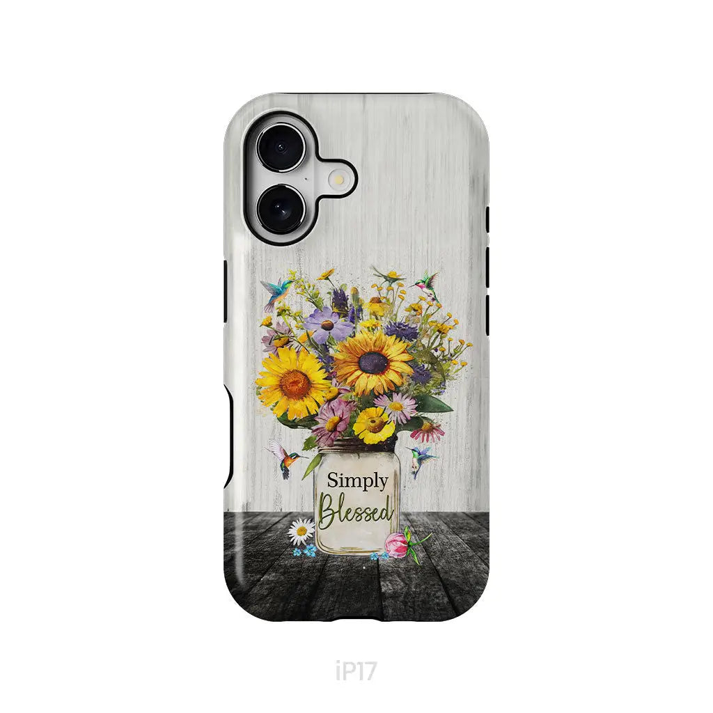 Simply Blessed Hummingbirds and Flowers in Vase Christian Phone Case iPhone 17 / Tough Case