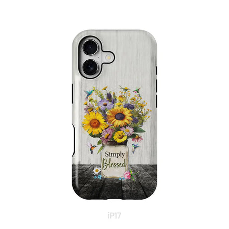 Simply Blessed Hummingbirds and Flowers in Vase Christian Phone Case iPhone 17 / Tough Case