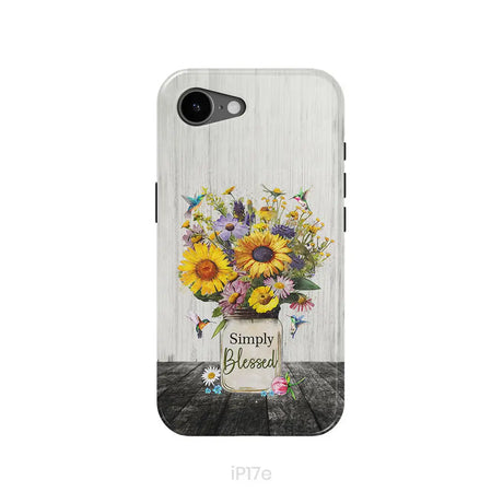 Simply Blessed Hummingbirds and Flowers in Vase Christian Phone Case iPhone 17e / Tough Case