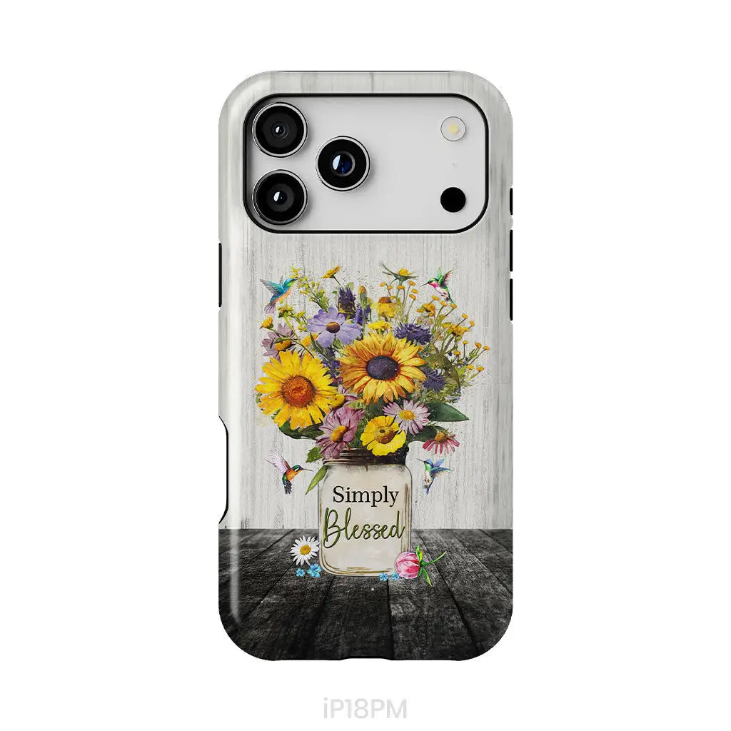Simply Blessed Hummingbirds and Flowers in Vase Christian Phone Case iPhone 18 Pro Max / Tough Case