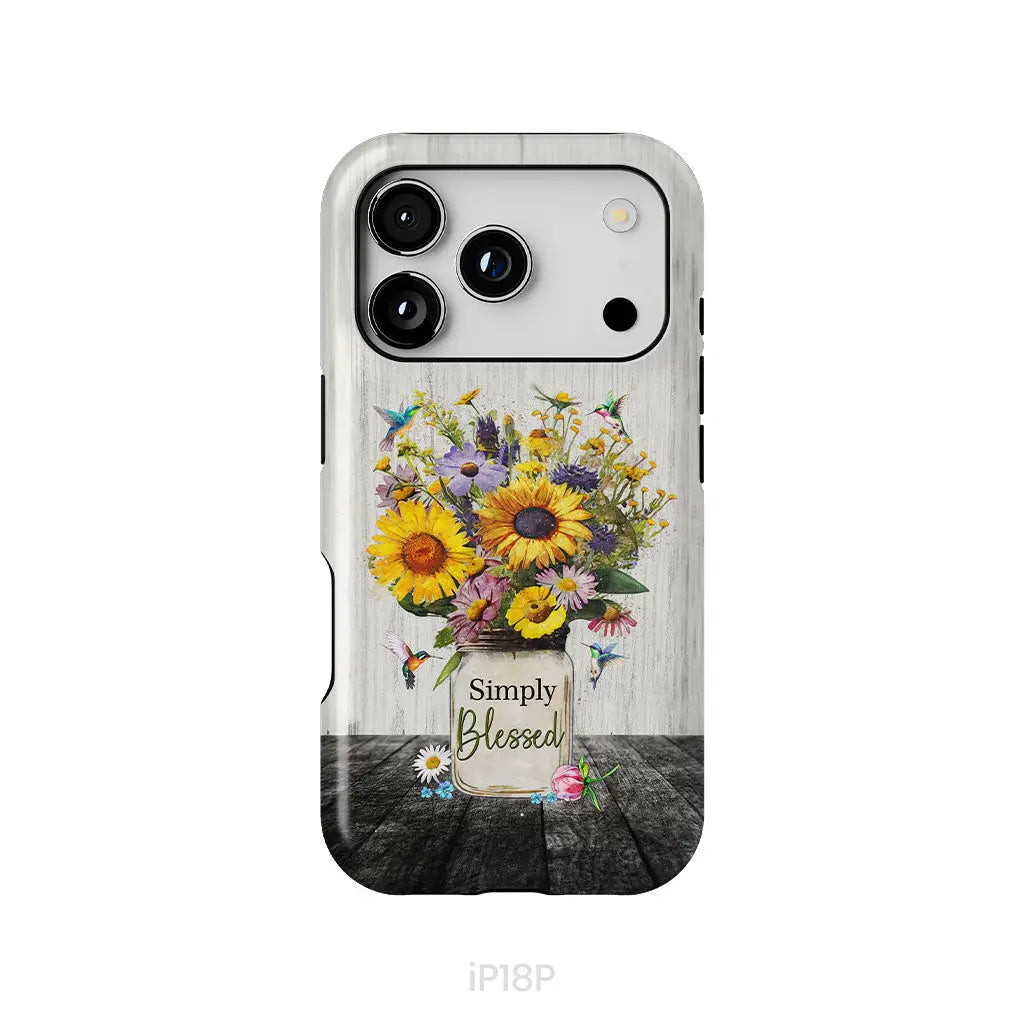 Simply Blessed Hummingbirds and Flowers in Vase Christian Phone Case iPhone 18 Pro / Tough Case