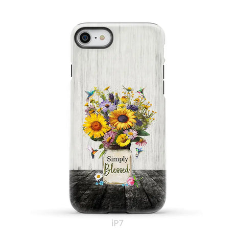 Simply Blessed Hummingbirds and Flowers in Vase Christian Phone Case iPhone 7 / Tough Case