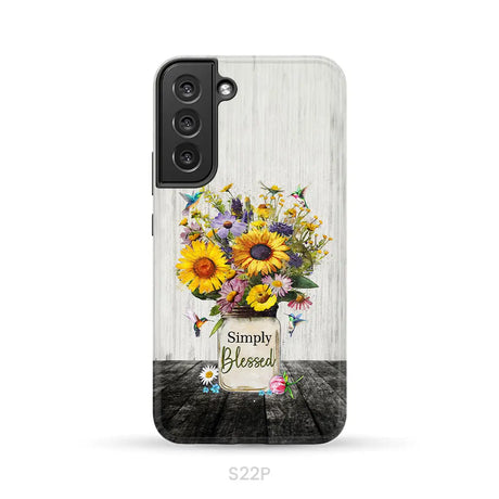 Simply Blessed Hummingbirds and Flowers in Vase Christian Phone Case Samsung Galaxy S22 Plus / Tough Case