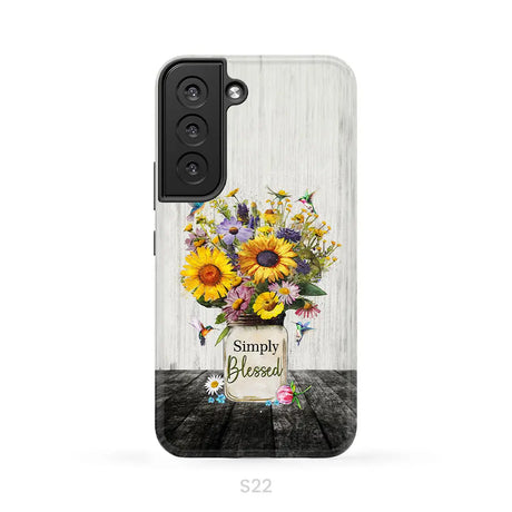 Simply Blessed Hummingbirds and Flowers in Vase Christian Phone Case Samsung Galaxy S22 / Tough Case