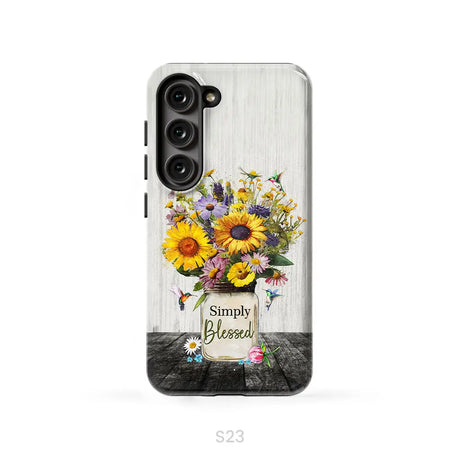 Simply Blessed Hummingbirds and Flowers in Vase Christian Phone Case Samsung Galaxy S23 (Not for S23 FE) / Tough Case