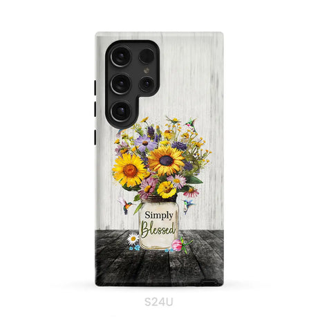 Simply Blessed Hummingbirds and Flowers in Vase Christian Phone Case Samsung Galaxy S24 Ultra / Tough Case
