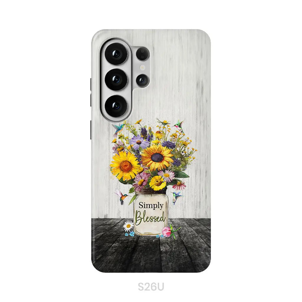 Simply Blessed Hummingbirds and Flowers in Vase Christian Phone Case Samsung Galaxy S26 Ultra / Tough Case