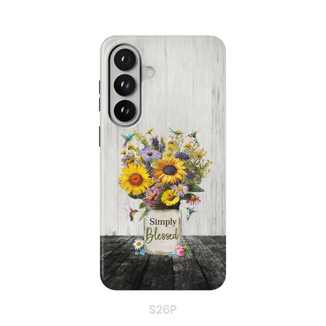 Simply Blessed Hummingbirds and Flowers in Vase Christian Phone Case Samsung Galaxy S26 Plus / Tough Case