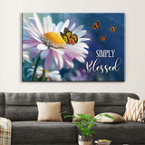 Simply Blessed Monarch Butterfly And Daisy Flower Wall Art Canvas