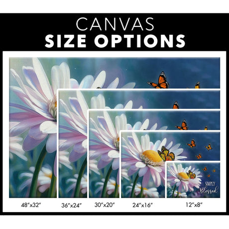 Simply Blessed Monarch Butterfly And Daisy Flower Wall Art Canvas