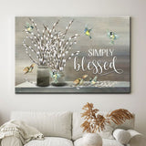 "Simply Blessed" Christian wall art canvas, perfect for home decor and thoughtful Christian gifts.