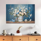 Christian wall art canvas: "Simply Blessed" with flowers and butterflies. Inspirational faith-based home decor.