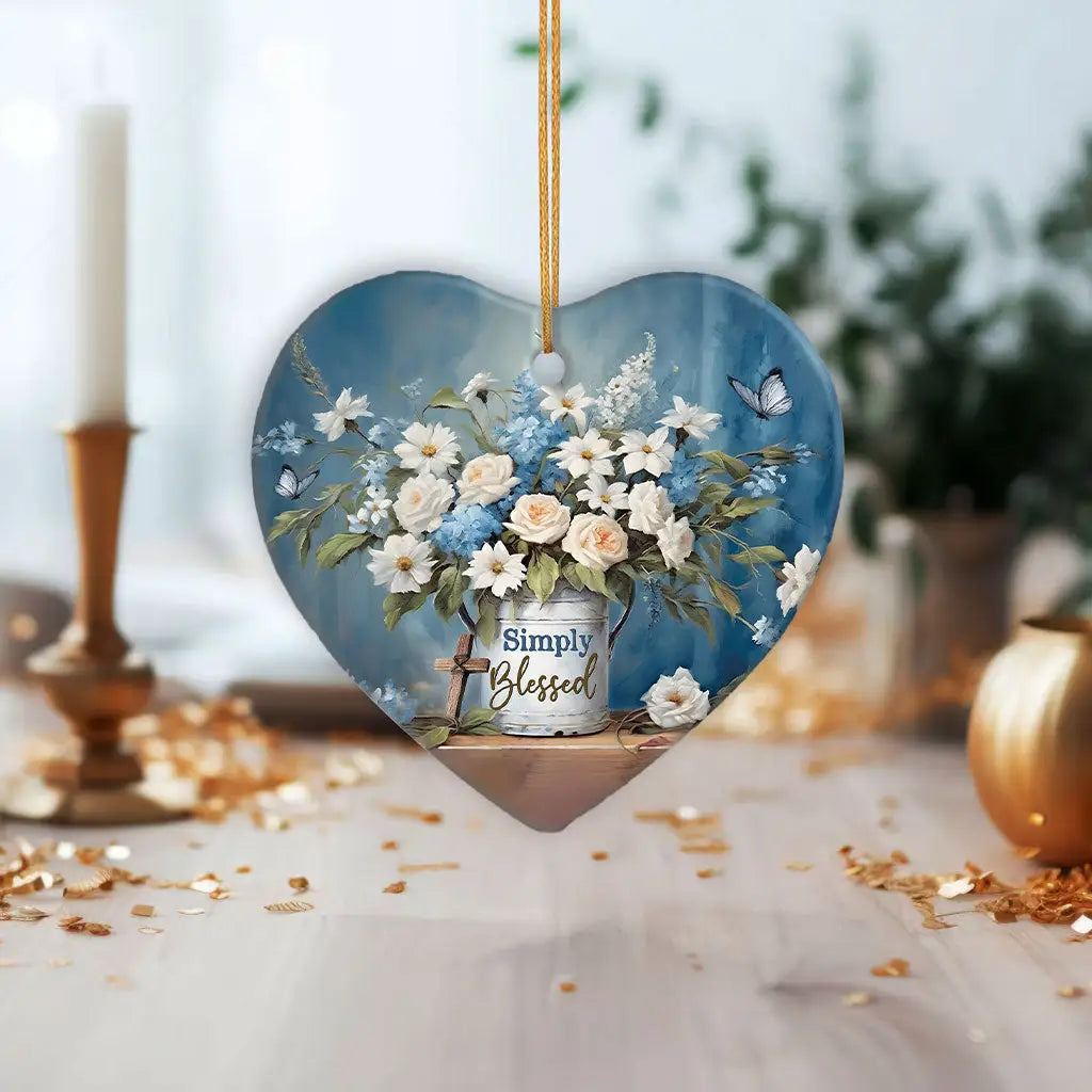 Floral Christian Christmas ornament spreading positivity, hope, and gentle encouragement.