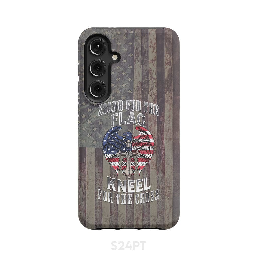 Stand for the Flag and Kneel Cross American Phone Case Samsung Galaxy S24 Plus / Tough