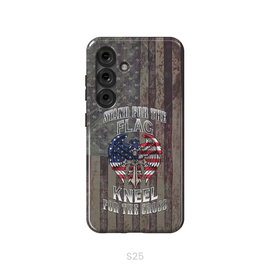 Stand for the Flag and Kneel for the Cross American Flag Cross Phone Case Samsung Galaxy S25 / Tough Case