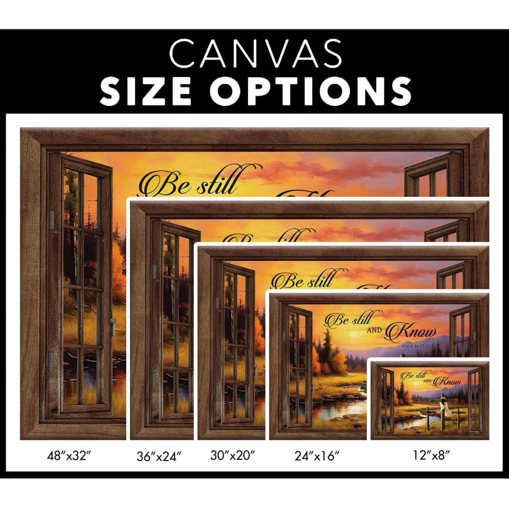 Be Still and Know Psalm 46:10 Sunset River Painting Christian Wall Art Canvas size options