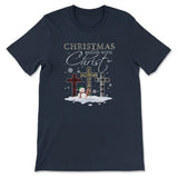 T-shirt Christmas Begins With Christ Crosses Snowman Christmas T-shirt Navy / S