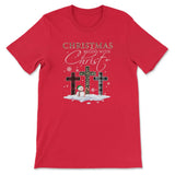 T-shirt Christmas Begins With Christ Crosses Snowman Christmas T-shirt Red / S