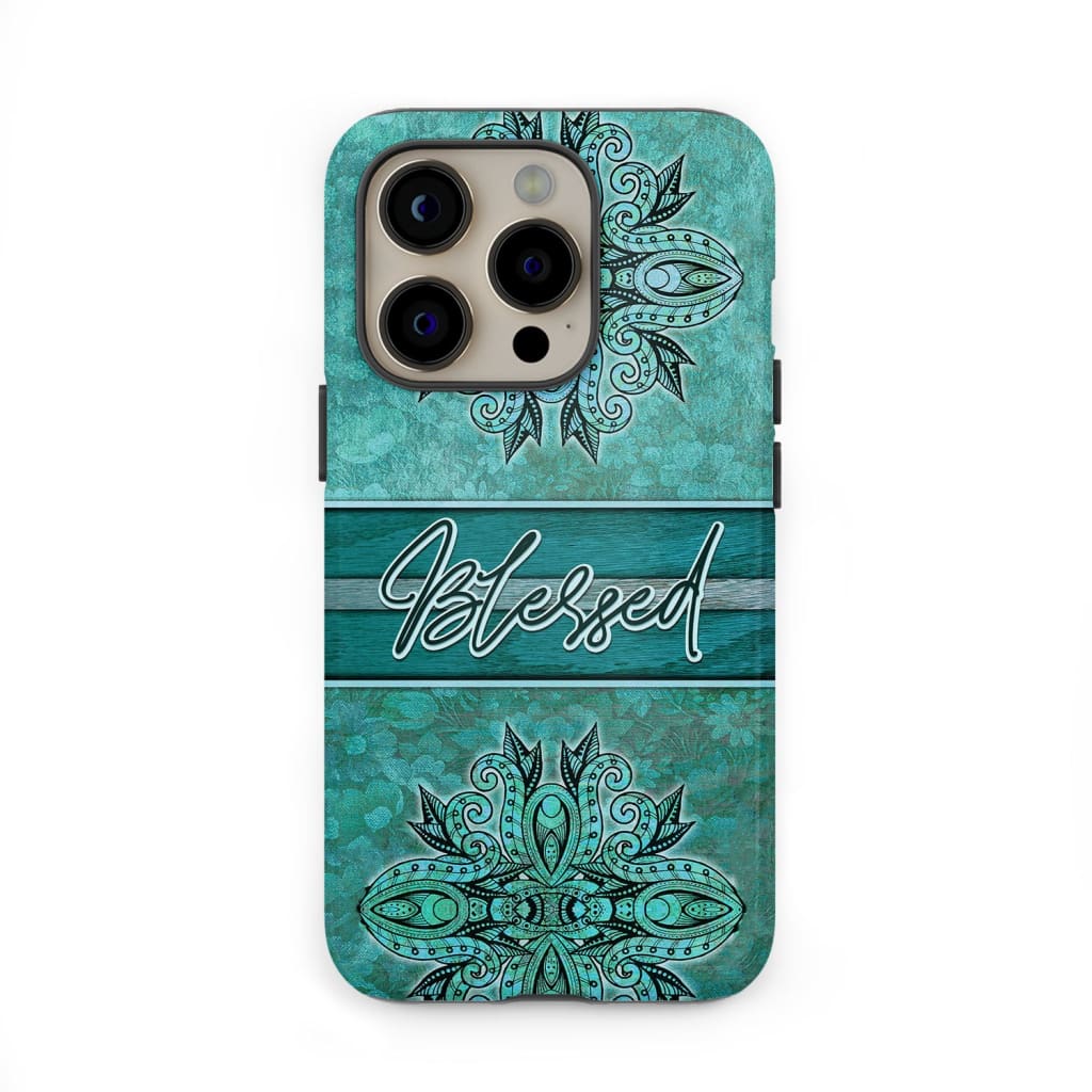 (Teal) Blessed phone case Christian gift