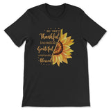 Thankful grateful blessed sunflower Christian t-shirt Black / S