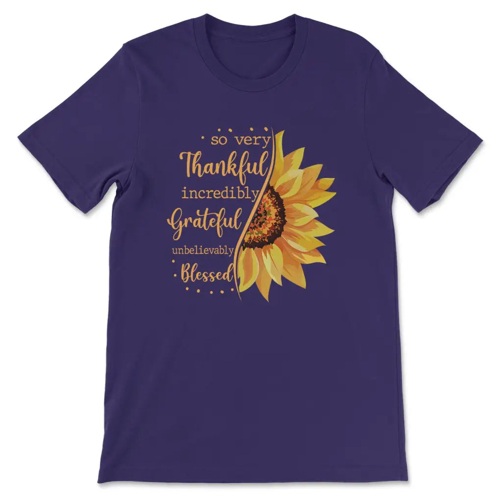 Thankful grateful blessed sunflower Christian t-shirt Team Purple / S