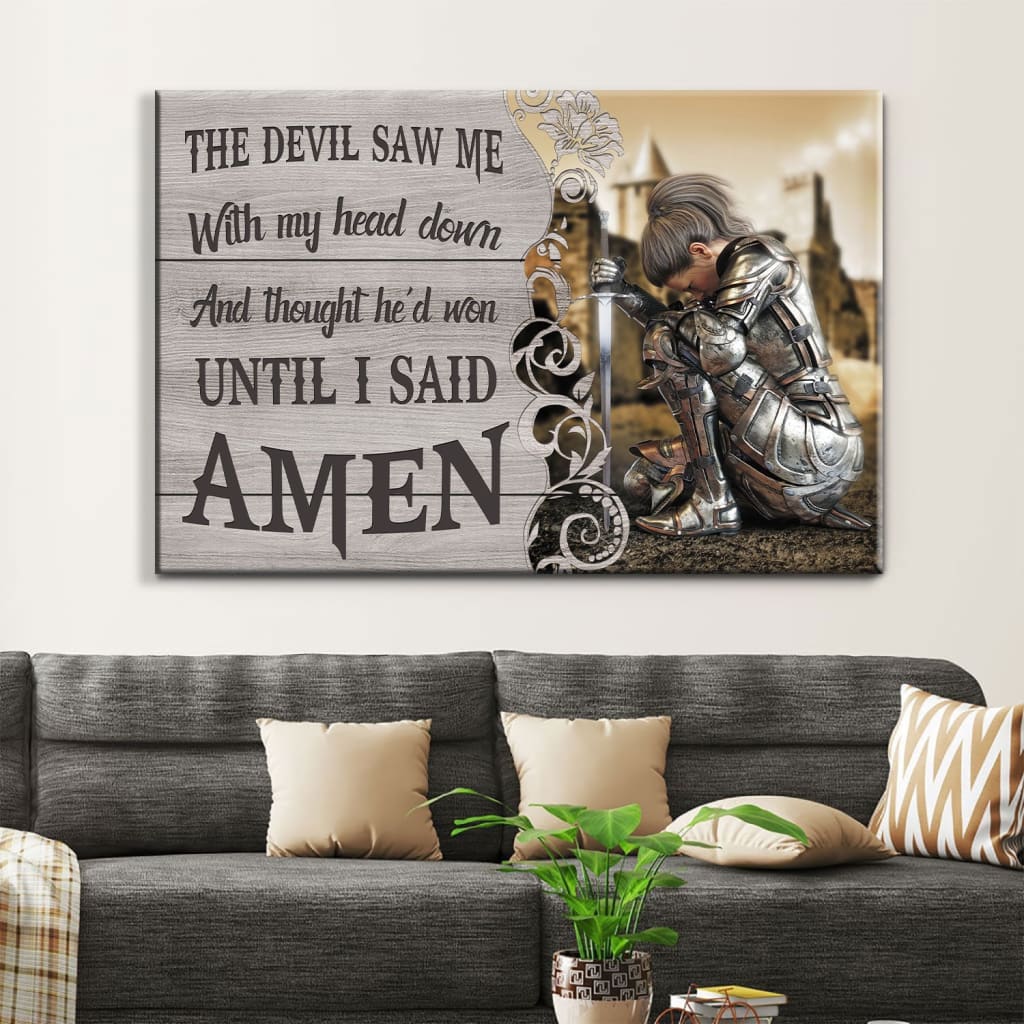 Woman Warrior of Christ, The Devil Saw Me With My Head Down Wall Art Canvas