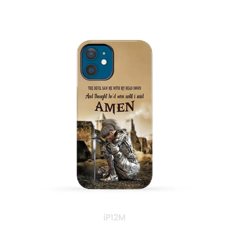 The Devil Saw Me With My Head Down Woman Warrior of Christ Phone Case iPhone 12 Mini / Tough Case