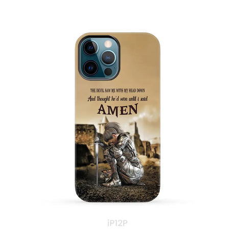 The Devil Saw Me With My Head Down Woman Warrior of Christ Phone Case iPhone 12 Pro / Tough Case