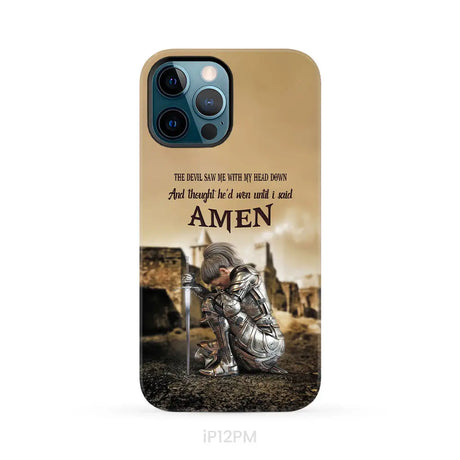 The Devil Saw Me With My Head Down Woman Warrior of Christ Phone Case iPhone 12 Pro Max / Tough Case
