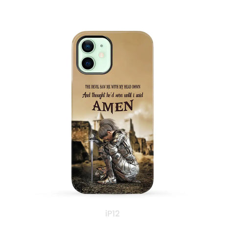 The Devil Saw Me With My Head Down Woman Warrior of Christ Phone Case iPhone 12 / Tough Case