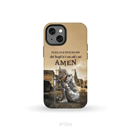 The Devil Saw Me With My Head Down Woman Warrior of Christ Phone Case iPhone 13 Mini / Tough Case