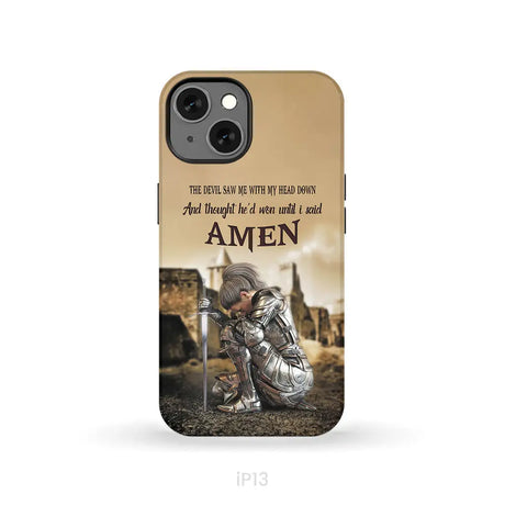 The Devil Saw Me With My Head Down Woman Warrior of Christ Phone Case iPhone 13 / Tough Case