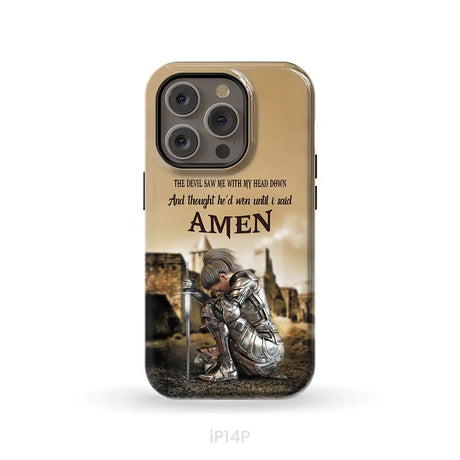The Devil Saw Me With My Head Down Woman Warrior of Christ Phone Case iPhone 14 Pro / Tough Case