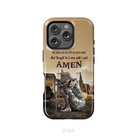 The Devil Saw Me With My Head Down Woman Warrior of Christ Phone Case iPhone 16 Pro / Tough Case