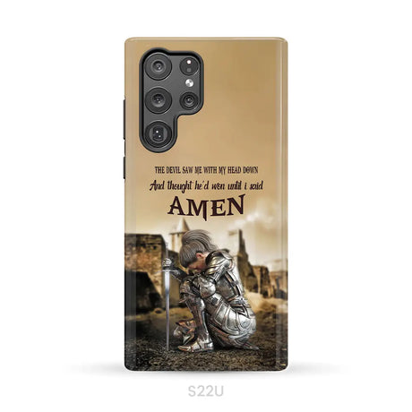 The Devil Saw Me With My Head Down Woman Warrior of Christ Phone Case Samsung Galaxy S22 Ultra / Tough Case
